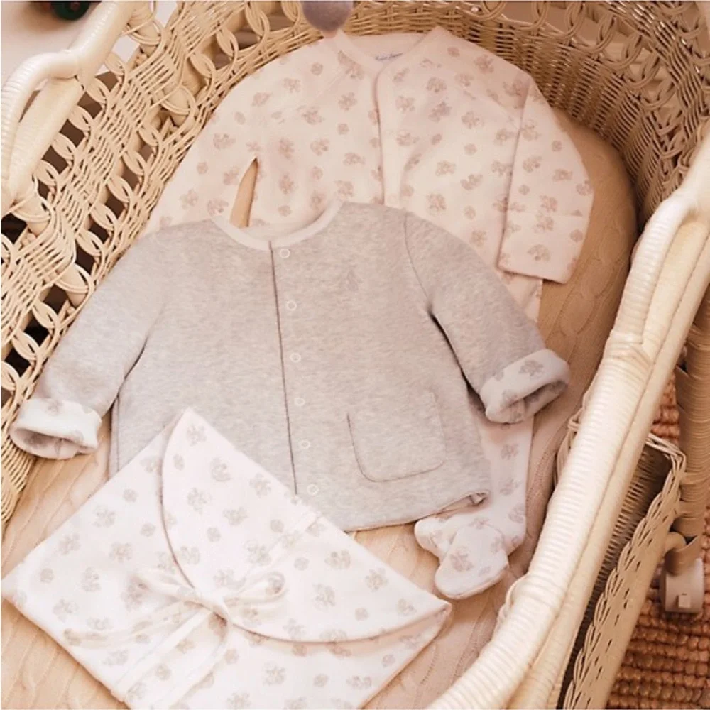 Ralph Lauren Baby's 3-Piece Organic Cotton Toy Print Gift Set Quartz Heather